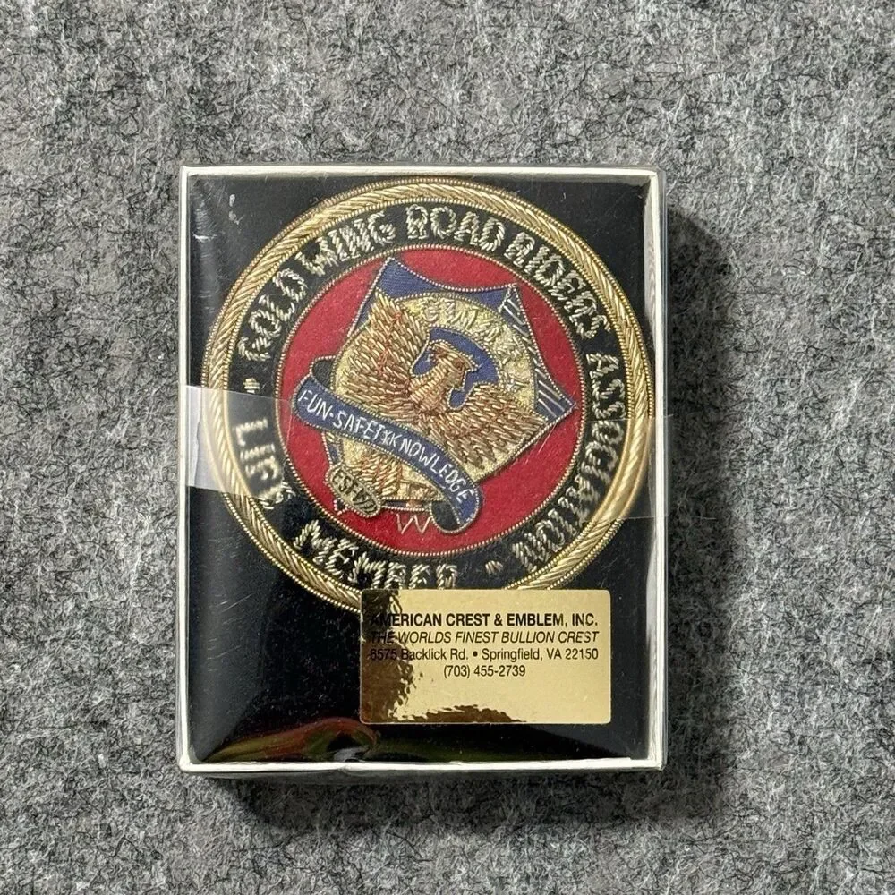 Lot of 2 Vintage GWRRA Gold Wing Road Riders Life Member Bullion Patch Pin Set